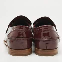 Pre Owned Christian Louboutin Red Patent Leather CL Moc Loafers Size 41