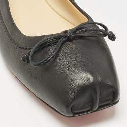 مملوكة مسبقًا حذاء فلات كريستيان لوبوتان مقدمة مربعة مامادراغ جلد أسود مقاس 39