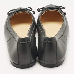 مملوكة مسبقًا حذاء فلات كريستيان لوبوتان مقدمة مربعة مامادراغ جلد أسود مقاس 39