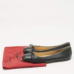 مملوكة مسبقًا حذاء فلات كريستيان لوبوتان مقدمة مربعة مامادراغ جلد أسود مقاس 39