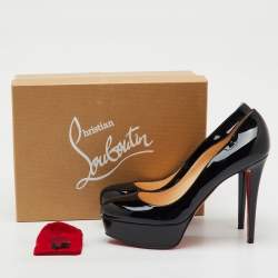 Pre Owned Christian Louboutin Black Patent Leather Bianca Platform Pumps Size 40