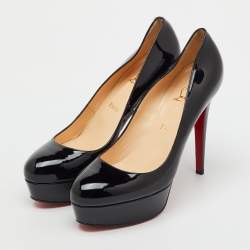 Pre Owned Christian Louboutin Black Patent Leather Bianca Platform Pumps Size 40