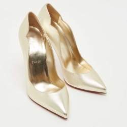 Pre Owned Christian Louboutin Gold Leather Hot Chick Pumps Size 39