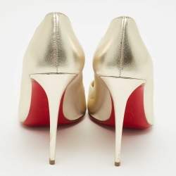 Pre Owned Christian Louboutin Gold Leather Hot Chick Pumps Size 39