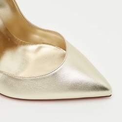 Pre Owned Christian Louboutin Gold Leather Hot Chick Pumps Size 39