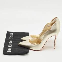 Pre Owned Christian Louboutin Gold Leather Hot Chick Pumps Size 39