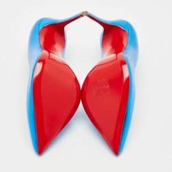 Pre Owned Christian Louboutin Metallic Blue Leather Hot Chick Pumps Size 39