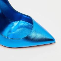 Pre Owned Christian Louboutin Metallic Blue Leather Hot Chick Pumps Size 39