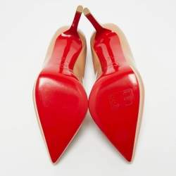 Pre Owned حذاء كعب عالي كريستيان ل وبوتان بيغال بلاتو جلد بُني لامع مقاس 36