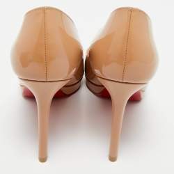 Pre Owned حذاء كعب عالي كريستيان لوبوتان بيغال بلاتو جلد بُني لامع مقاس 36