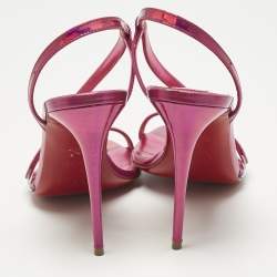 مملوكة مسبقًا Christian Louboutin Pink Iridescent Leather Rosalie Sandals Size 37