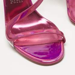 مملوكة مسبقًا Christian Louboutin Pink Iridescent Leather Rosalie Sandals Size 37