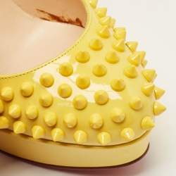 Pre Owned Christian Louboutin Yellow Patent Leather Bianca Spikes Pumps Size 36