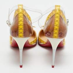 Pre Owned Christian Louboutin Multicolor Tape Trimmed PVC Metri Pumps Size 39