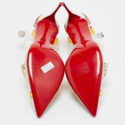 Pre Owned Christian Louboutin Multicolor Tape Trimmed PVC Metri Pumps Size 39