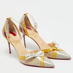 Pre Owned Christian Louboutin Multicolor Tape Trimmed PVC Metri Pumps Size 39