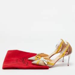 Pre Owned Christian Louboutin Multicolor Tape Trimmed PVC Metri Pumps Size 39