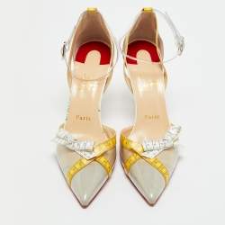 Pre Owned Christian Louboutin Multicolor Tape Trimmed PVC Metri Pumps Size 39