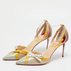 Pre Owned Christian Louboutin Multicolor Tape Trimmed PVC Metri Pumps Size 39