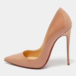 Pre Owned Christian Louboutin Beige Patent Leather So Kate Pumps Size 39