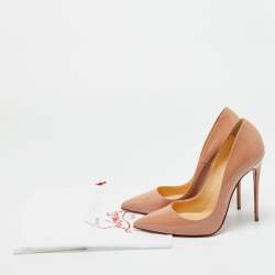 Pre Owned Christian Louboutin Beige Patent Leather So Kate Pumps Size 39