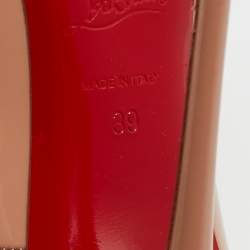 Pre Owned Christian Louboutin Beige Patent Leather So Kate Pumps Size 39