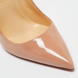 Pre Owned Christian Louboutin Beige Patent Leather So Kate Pumps Size 39