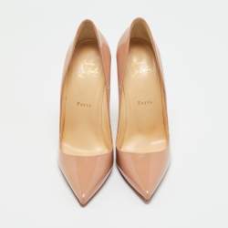 Pre Owned Christian Louboutin Beige Patent Leather So Kate Pumps Size 39