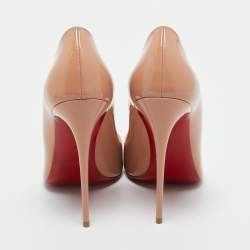 Pre Owned Christian Louboutin Beige Patent Leather So Kate Pumps Size 39