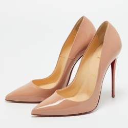 Pre Owned Christian Louboutin Beige Patent Leather So Kate Pumps Size 39
