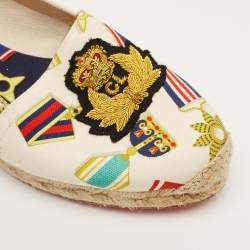 Pre Owned Christian Louboutin Multicolor Canvas Papi Hugo Espadrille Flats Size 37