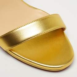 Pre Owned Christian Louboutin Gold Leather Loubi Queen Sandals Size 40
