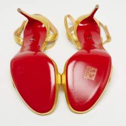 Pre Owned Christian Louboutin Gold Leather Loubi Queen Sandals Size 40