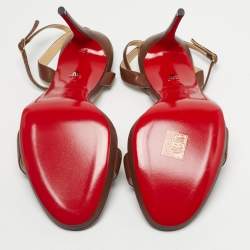 Pre Owned Christian Louboutin Brown Leather Loubi Queen Sandals Size 40