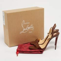 Pre Owned Christian Louboutin Brown Leather Loubi Queen Sandals Size 40