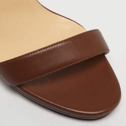 Pre Owned Christian Louboutin Brown Leather Loubi Queen Sandals Size 40