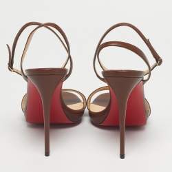 Pre Owned Christian Louboutin Brown Leather Loubi Queen Sandals Size 40