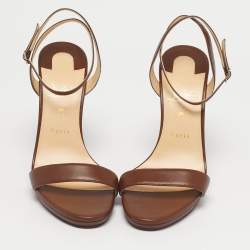 Pre Owned Christian Louboutin Brown Leather Loubi Queen Sandals Size 40