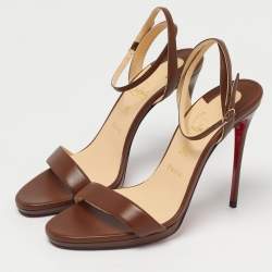 Pre Owned Christian Louboutin Brown Leather Loubi Queen Sandals Size 40
