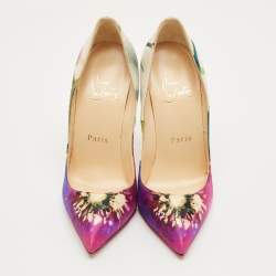 مملوكة مسبقًا حذاء كعب عالي كريستيان لوبوتان قماش متعدد الألوان بيغال مقاس 36