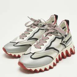 Pre Owned Christian Louboutin White Leather and Mesh Sharkina Low Top Sneakers Size 36