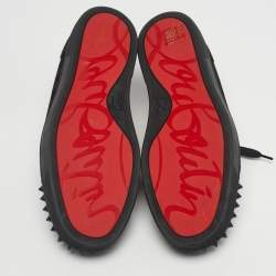 Pre Owned Christian Louboutin Black Suede Louis Junior Spikes Low Top Sneakers Size 39.5