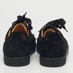 Pre Owned Christian Louboutin Black Suede Louis Junior Spikes Low Top Sneakers Size 39.5