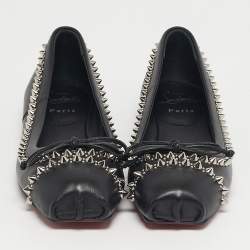 Pre Owned حذاء فلات باليه كريستيان لوبوتان لا ماسين جلد أسود مقاس 37.5