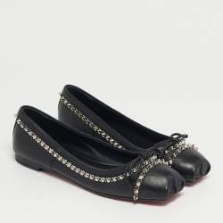 Pre Owned حذاء فلات باليه كريستيان لوبوتان لا ماسين جلد أسود مقاس 37.5