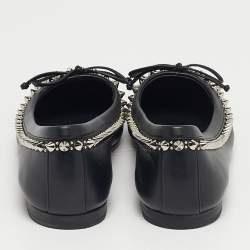 Pre Owned حذاء فلات باليه كريستيان لوبوتان لا ماسين جلد أسود مقاس 37.5