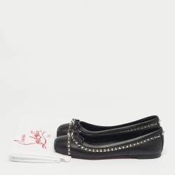 Pre Owned حذاء فلات باليه كريستيان لوبوتان لا ماسين جلد أسود مقاس 37.5