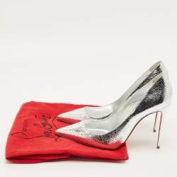 مملوكة مسبقًا Christian Louboutin So Kate Size 38 Silver Leather Pumps