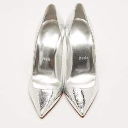 مملوكة مسبقًا Christian Louboutin So Kate Size 38 Silver Leather Pumps