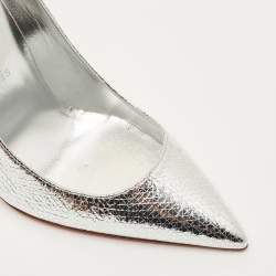 مملوكة مسبقًا Christian Louboutin So Kate Size 38 Silver Leather Pumps
